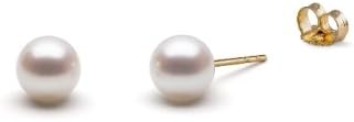 (Set) HinsonGayle AAA GEM White Round Freshwater Cultured Pearls & Stud Earrings 14k GOLD 18 inch