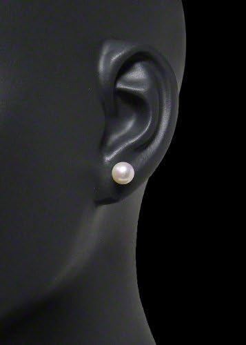 (Set) HinsonGayle AAA GEM White Round Freshwater Cultured Pearls & Stud Earrings 14k GOLD 18 inch