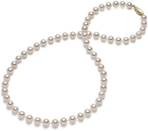 (Set) HinsonGayle AAA GEM White Round Freshwater Cultured Pearls & Stud Earrings 14k GOLD 18 inch