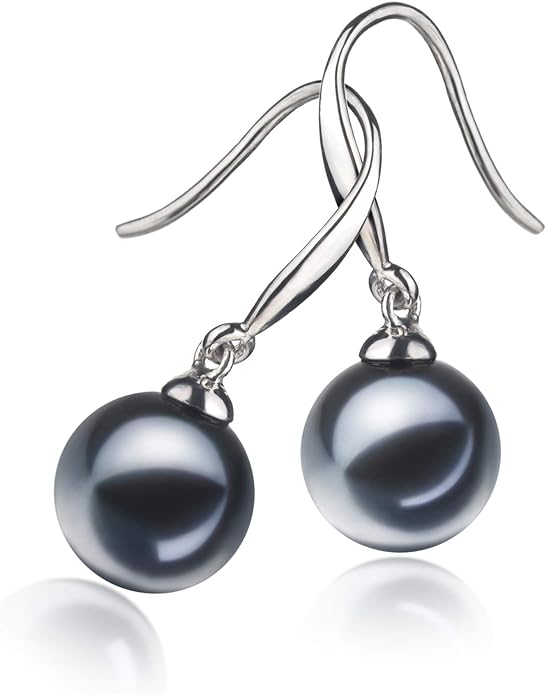Yoko Black 7-8mm AAAA Quality Freshwater 925 Sterling Silver Cultured Pearl Earring Pair For Women