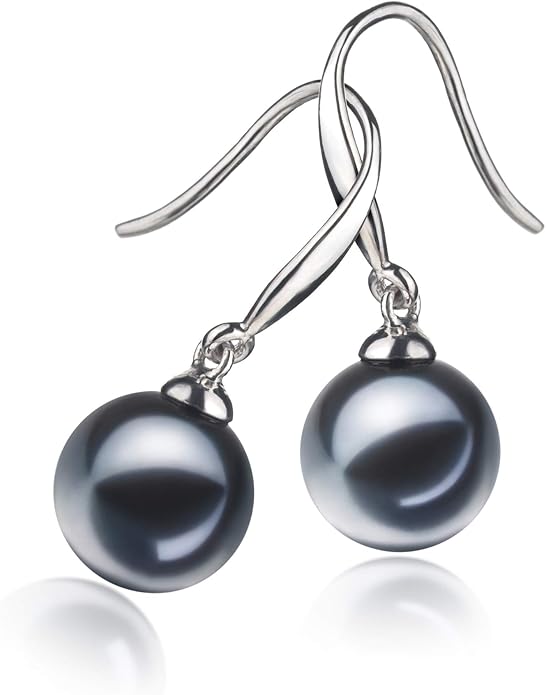 Yoko Black 7-8mm AAAA Quality Freshwater 925 Sterling Silver Cultured Pearl Earring Pair For Women