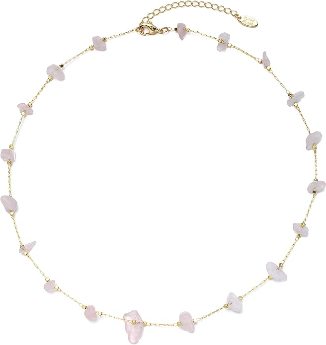 14K Gold Plated Dainty Choker Necklace,Handmade Crystal Beach Beads Necklace Chain Jewelry,Adjustable Gold Chain Delicate Fashion Choker Necklace Jewelry Gift for Women