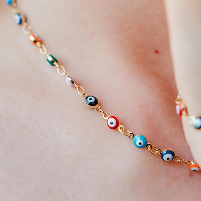 14K Gold Plated Dainty Choker Necklace,Handmade Crystal Beach Beads Necklace Chain Jewelry,Adjustable Gold Chain Delicate Fashion Choker Necklace Jewelry Gift for Women