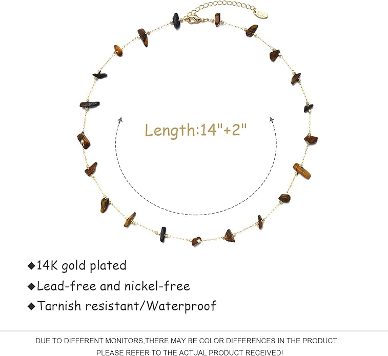 14K Gold Plated Dainty Choker Necklace,Handmade Crystal Beach Beads Necklace Chain Jewelry,Adjustable Gold Chain Delicate Fashion Choker Necklace Jewelry Gift for Women