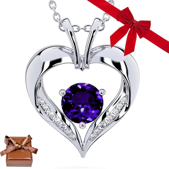 | Heart Birthstone Necklace for girlfriend | Pendant for women birthstone necklace with love heart necklace for women sterling silver necklace heart necklace Love heart pendant necklace