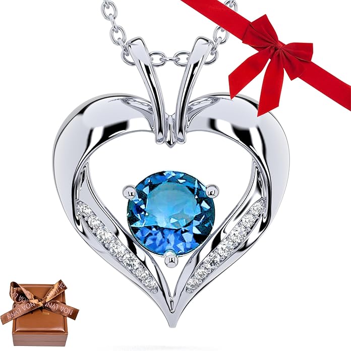 | Heart Birthstone Necklace for girlfriend | Pendant for women birthstone necklace with love heart necklace for women sterling silver necklace heart necklace Love heart pendant necklace
