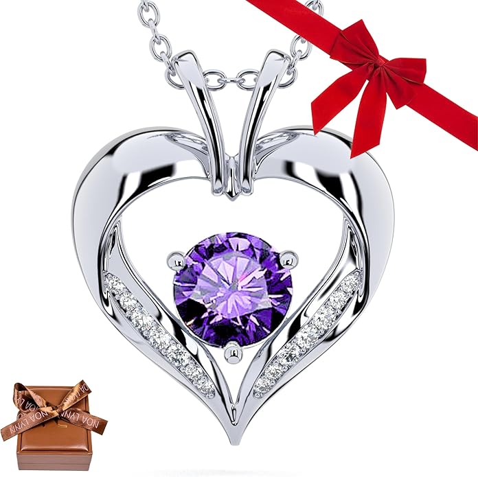 | Heart Birthstone Necklace for girlfriend | Pendant for women birthstone necklace with love heart necklace for women sterling silver necklace heart necklace Love heart pendant necklace