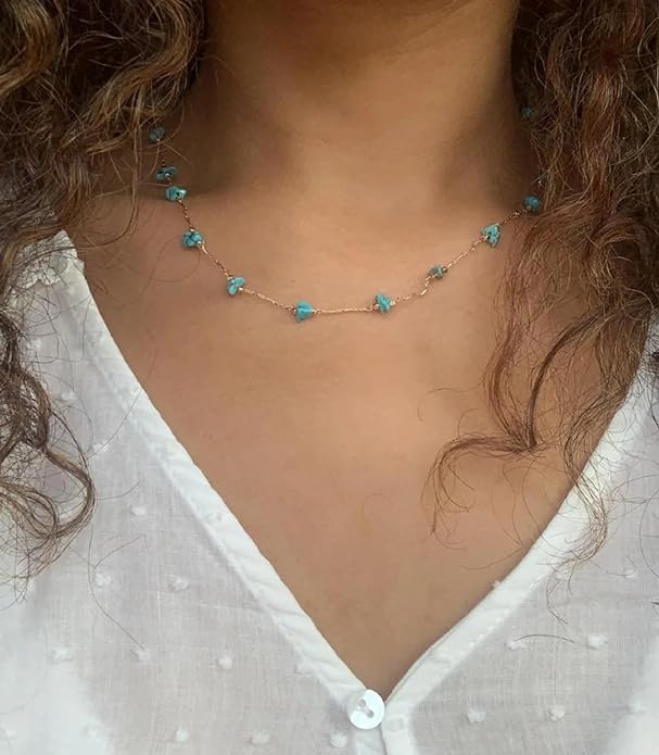 14K Gold Plated Dainty Choker Necklace,Handmade Crystal Beach Beads Necklace Chain Jewelry,Adjustable Gold Chain Delicate Fashion Choker Necklace Jewelry Gift for Women