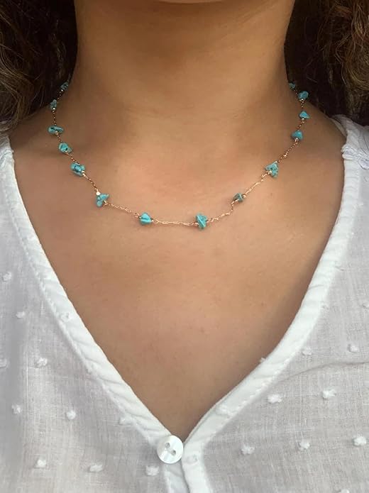 14K Gold Plated Dainty Choker Necklace,Handmade Crystal Beach Beads Necklace Chain Jewelry,Adjustable Gold Chain Delicate Fashion Choker Necklace Jewelry Gift for Women