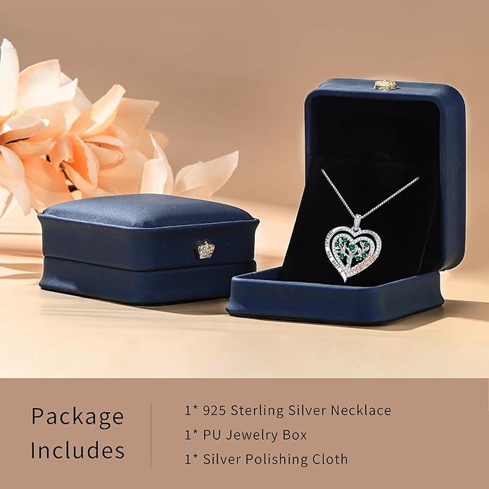 Yoosteel Mothers Day Gifts S925 Sterling Silver Necklace - Rose Flower Heart Necklace for Women Mothers Day Necklace Jewelry Birthday Christmas Mothers Day Gifts for Mom Wife Grandma Sister Daughter