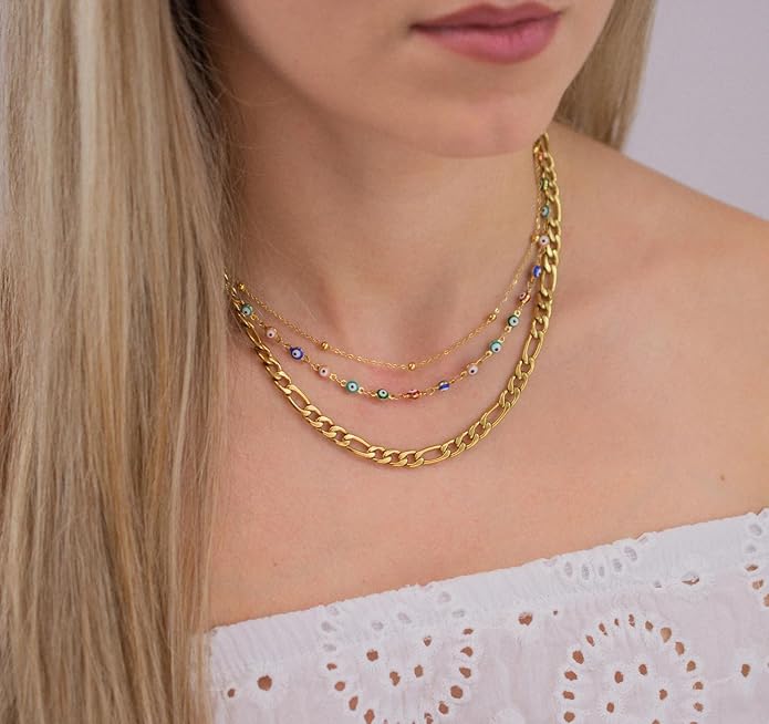 14K Gold Plated Dainty Choker Necklace,Handmade Crystal Beach Beads Necklace Chain Jewelry,Adjustable Gold Chain Delicate Fashion Choker Necklace Jewelry Gift for Women
