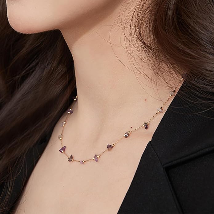 14K Gold Plated Dainty Choker Necklace,Handmade Crystal Beach Beads Necklace Chain Jewelry,Adjustable Gold Chain Delicate Fashion Choker Necklace Jewelry Gift for Women