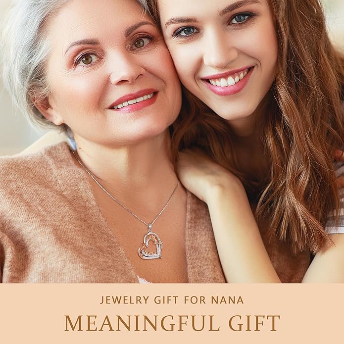 Yoosteel Mothers Day Gifts S925 Sterling Silver Necklace - Rose Flower Heart Necklace for Women Mothers Day Necklace Jewelry Birthday Christmas Mothers Day Gifts for Mom Wife Grandma Sister Daughter