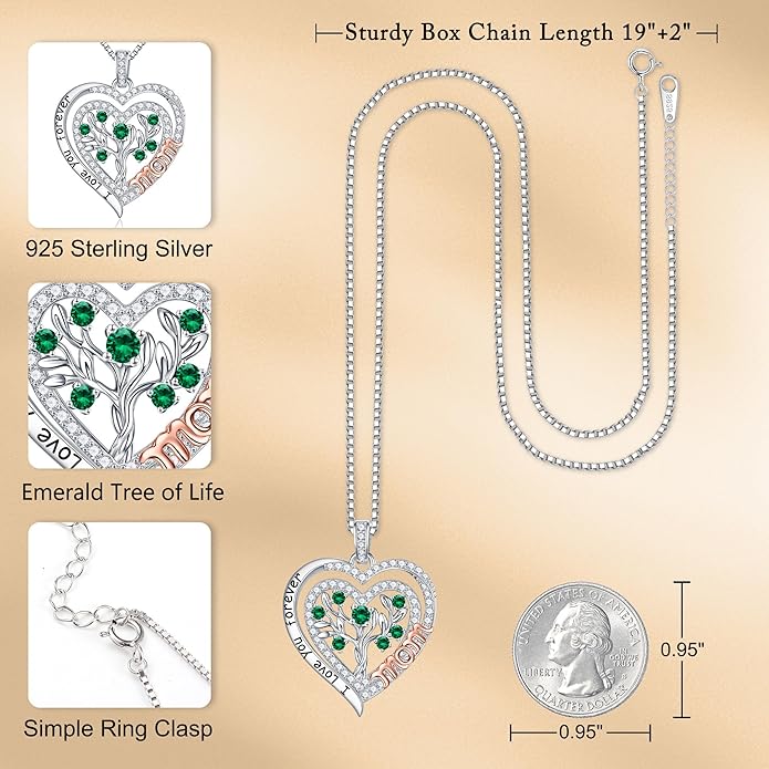 Yoosteel Mothers Day Gifts S925 Sterling Silver Necklace - Rose Flower Heart Necklace for Women Mothers Day Necklace Jewelry Birthday Christmas Mothers Day Gifts for Mom Wife Grandma Sister Daughter