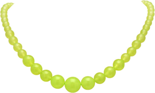 Women's Graduated Necklace Chalcedony Agate Gemstone Beads Strand 18 Inches