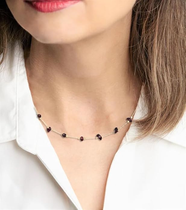 14K Gold Plated Dainty Choker Necklace,Handmade Crystal Beach Beads Necklace Chain Jewelry,Adjustable Gold Chain Delicate Fashion Choker Necklace Jewelry Gift for Women