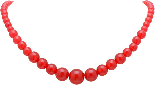 Women's Graduated Necklace Chalcedony Agate Gemstone Beads Strand 18 Inches