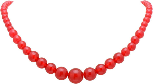 Women's Graduated Necklace Chalcedony Agate Gemstone Beads Strand 18 Inches