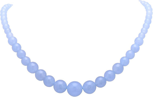 Women's Graduated Necklace Chalcedony Agate Gemstone Beads Strand 18 Inches