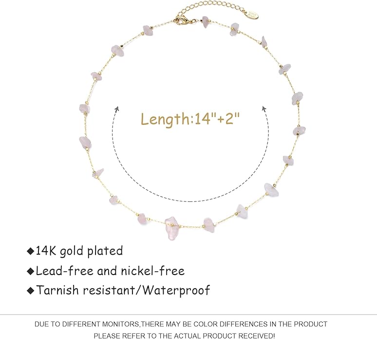 14K Gold Plated Dainty Choker Necklace,Handmade Crystal Beach Beads Necklace Chain Jewelry,Adjustable Gold Chain Delicate Fashion Choker Necklace Jewelry Gift for Women