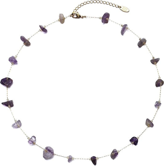 14K Gold Plated Dainty Choker Necklace,Handmade Crystal Beach Beads Necklace Chain Jewelry,Adjustable Gold Chain Delicate Fashion Choker Necklace Jewelry Gift for Women