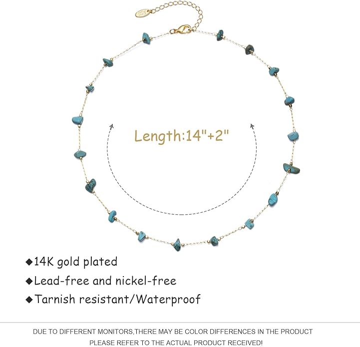 14K Gold Plated Dainty Choker Necklace,Handmade Crystal Beach Beads Necklace Chain Jewelry,Adjustable Gold Chain Delicate Fashion Choker Necklace Jewelry Gift for Women