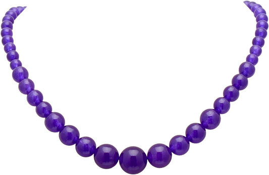 Women's Graduated Necklace Chalcedony Agate Gemstone Beads Strand 18 Inches