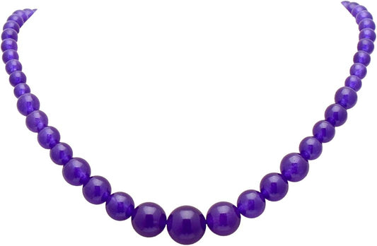 Women's Graduated Necklace Chalcedony Agate Gemstone Beads Strand 18 Inches