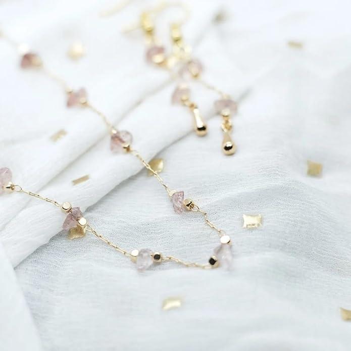 14K Gold Plated Dainty Choker Necklace,Handmade Crystal Beach Beads Necklace Chain Jewelry,Adjustable Gold Chain Delicate Fashion Choker Necklace Jewelry Gift for Women