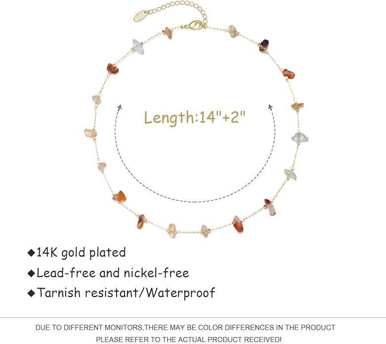 14K Gold Plated Dainty Choker Necklace,Handmade Crystal Beach Beads Necklace Chain Jewelry,Adjustable Gold Chain Delicate Fashion Choker Necklace Jewelry Gift for Women