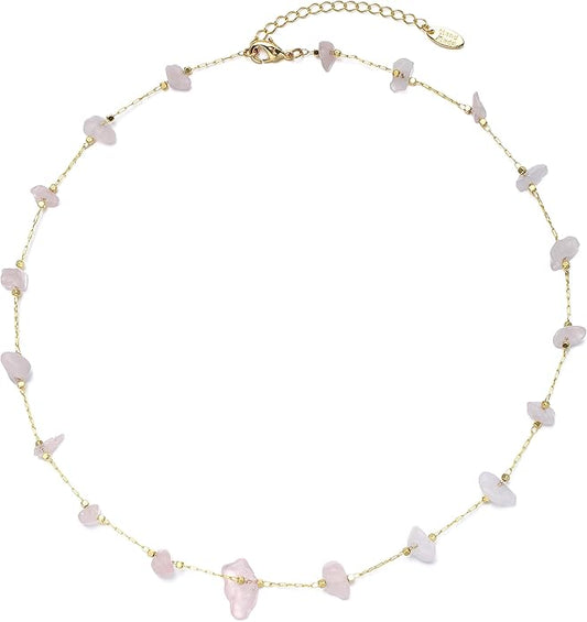 14K Gold Plated Dainty Choker Necklace,Handmade Crystal Beach Beads Necklace Chain Jewelry,Adjustable Gold Chain Delicate Fashion Choker Necklace Jewelry Gift for Women