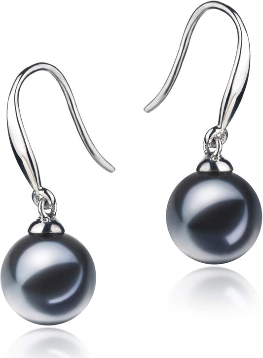 Yoko Black 7-8mm AAAA Quality Freshwater 925 Sterling Silver Cultured Pearl Earring Pair For Women