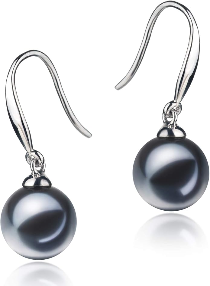Yoko Black 7-8mm AAAA Quality Freshwater 925 Sterling Silver Cultured Pearl Earring Pair For Women