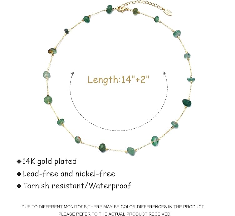 14K Gold Plated Dainty Choker Necklace,Handmade Crystal Beach Beads Necklace Chain Jewelry,Adjustable Gold Chain Delicate Fashion Choker Necklace Jewelry Gift for Women