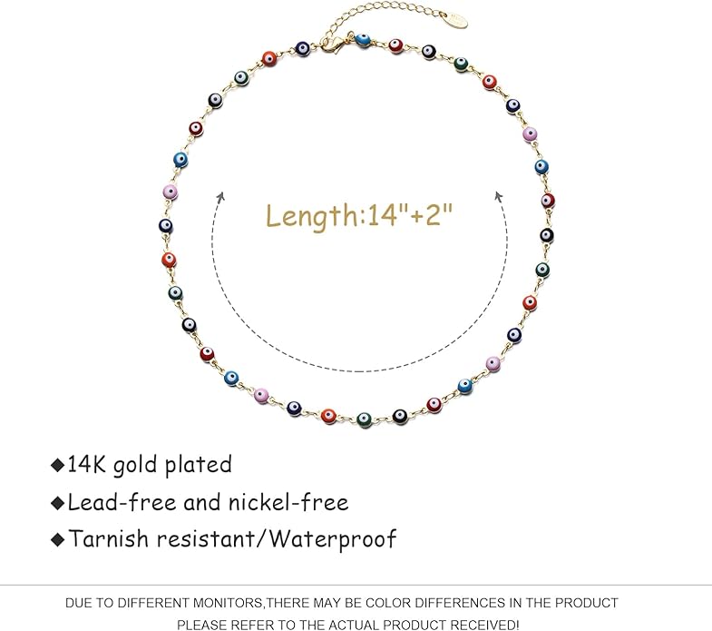 14K Gold Plated Dainty Choker Necklace,Handmade Crystal Beach Beads Necklace Chain Jewelry,Adjustable Gold Chain Delicate Fashion Choker Necklace Jewelry Gift for Women