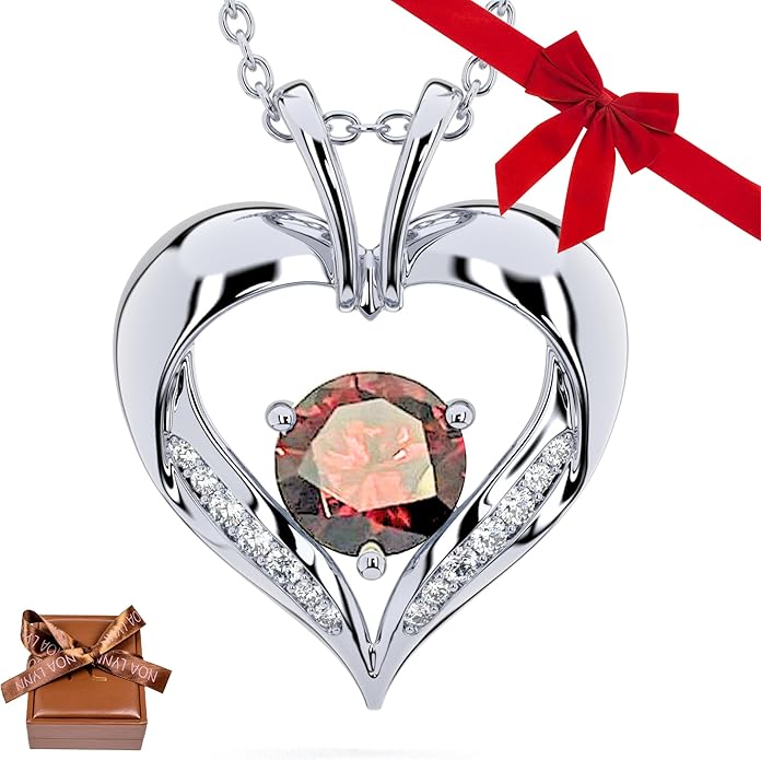 | Heart Birthstone Necklace for girlfriend | Pendant for women birthstone necklace with love heart necklace for women sterling silver necklace heart necklace Love heart pendant necklace