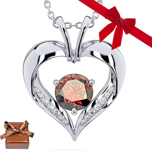 | Heart Birthstone Necklace for girlfriend | Pendant for women birthstone necklace with love heart necklace for women sterling silver necklace heart necklace Love heart pendant necklace