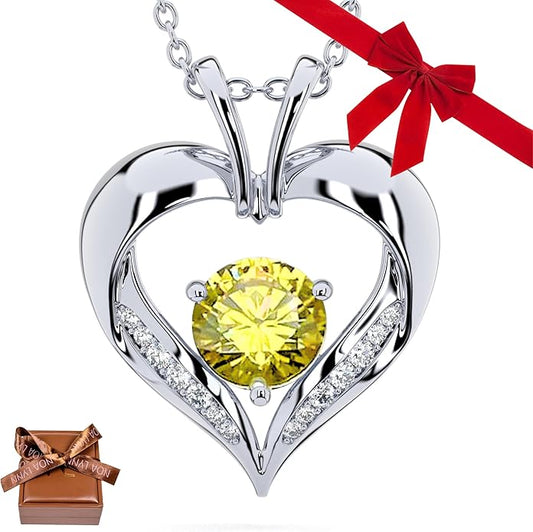 | Heart Birthstone Necklace for girlfriend | Pendant for women birthstone necklace with love heart necklace for women sterling silver necklace heart necklace Love heart pendant necklace