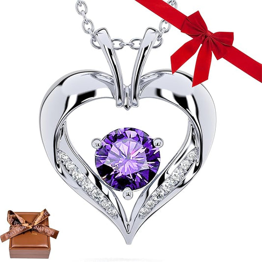 | Heart Birthstone Necklace for girlfriend | Pendant for women birthstone necklace with love heart necklace for women sterling silver necklace heart necklace Love heart pendant necklace