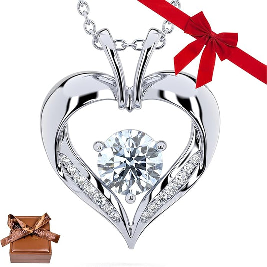 | Heart Birthstone Necklace for girlfriend | Pendant for women birthstone necklace with love heart necklace for women sterling silver necklace heart necklace Love heart pendant necklace