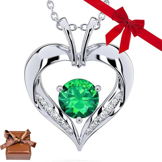 | Heart Birthstone Necklace for girlfriend | Pendant for women birthstone necklace with love heart necklace for women sterling silver necklace heart necklace Love heart pendant necklace