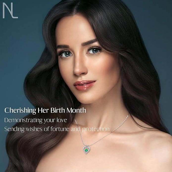 | Heart Birthstone Necklace for girlfriend | Pendant for women birthstone necklace with love heart necklace for women sterling silver necklace heart necklace Love heart pendant necklace