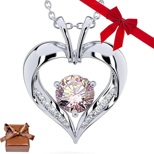 | Heart Birthstone Necklace for girlfriend | Pendant for women birthstone necklace with love heart necklace for women sterling silver necklace heart necklace Love heart pendant necklace