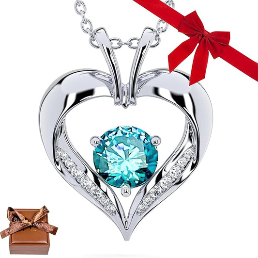 | Heart Birthstone Necklace for girlfriend | Pendant for women birthstone necklace with love heart necklace for women sterling silver necklace heart necklace Love heart pendant necklace