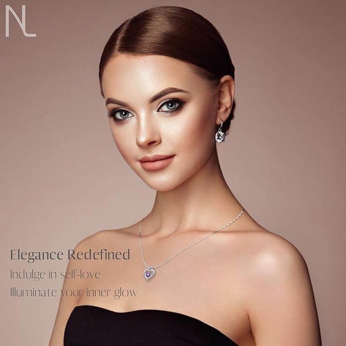 | Heart Birthstone Necklace for girlfriend | Pendant for women birthstone necklace with love heart necklace for women sterling silver necklace heart necklace Love heart pendant necklace