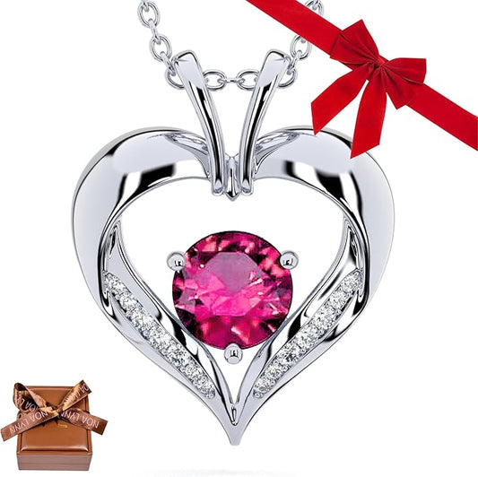 | Heart Birthstone Necklace for girlfriend | Pendant for women birthstone necklace with love heart necklace for women sterling silver necklace heart necklace Love heart pendant necklace