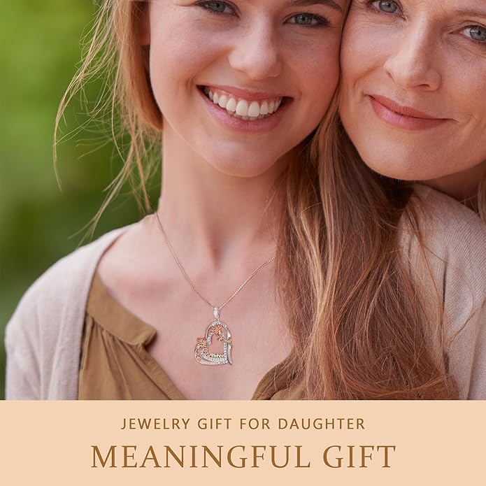 Yoosteel Mothers Day Gifts S925 Sterling Silver Necklace - Rose Flower Heart Necklace for Women Mothers Day Necklace Jewelry Birthday Christmas Mothers Day Gifts for Mom Wife Grandma Sister Daughter